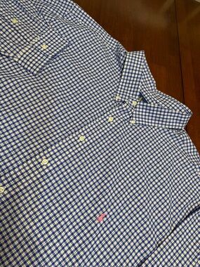 NEW Ralph Lauren Shirt Classic Fit Mens 4XLT Button Down Blue Plaid Pink Pony